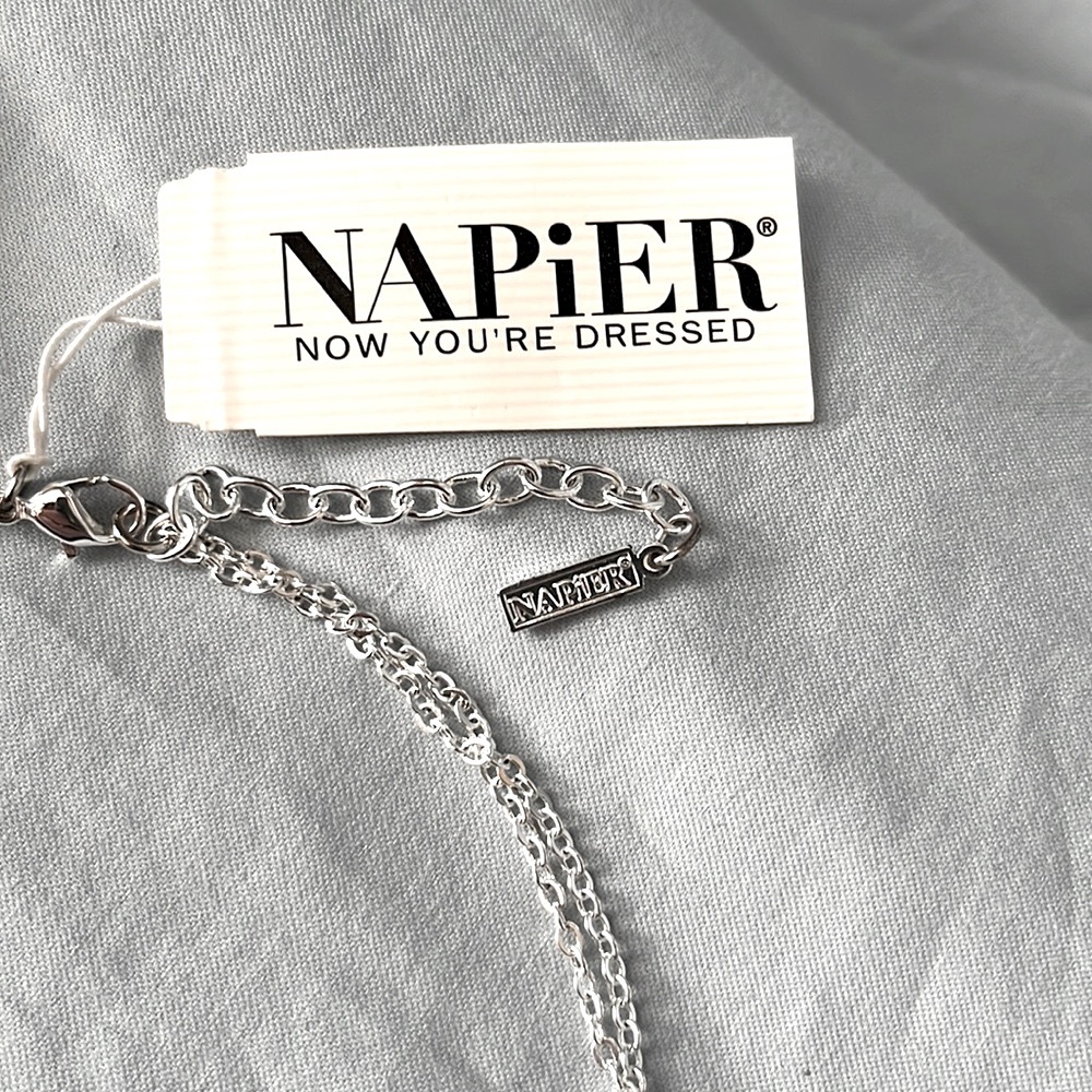 Napier Faux Pearl and Diamond Necklace - Picture 4 of 5